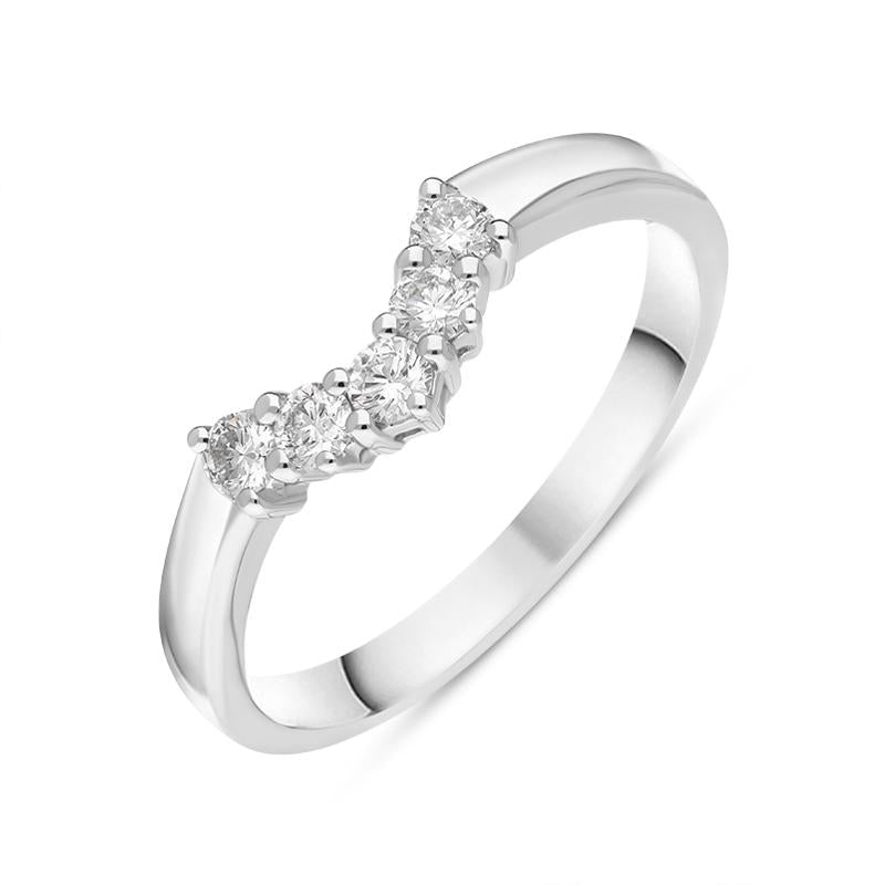 18ct White Gold Diamond Five Stone Wishbone Ring