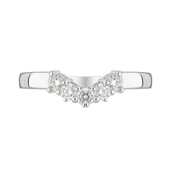 18ct White Gold Diamond Five Stone Wishbone Ring