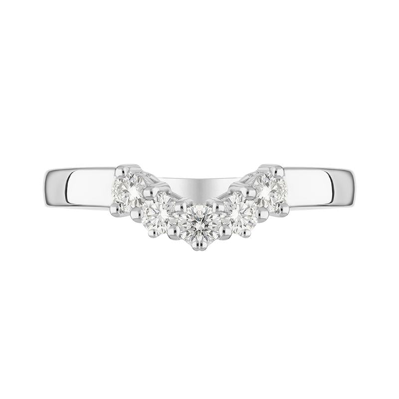18ct White Gold Diamond Five Stone Wishbone Ring