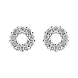 18ct White Gold Diamond Open Circle Stud Earrings, PJW-035