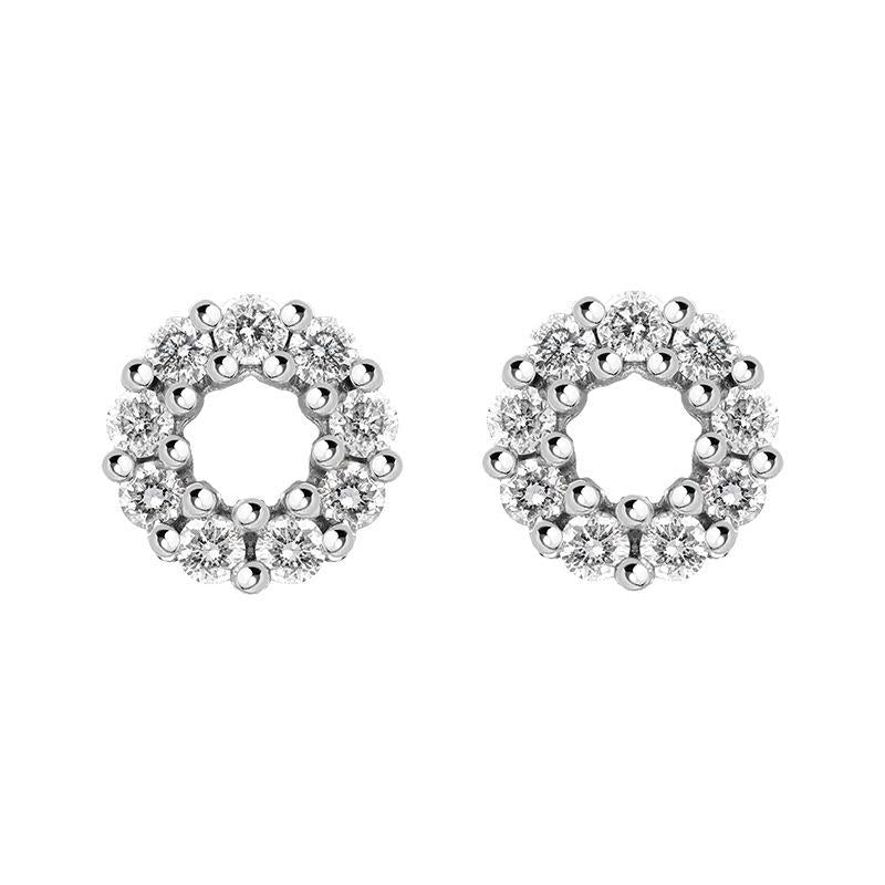 18ct White Gold Diamond Open Circle Stud Earrings, PJW-035