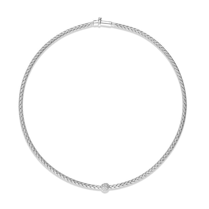 18ct White Gold Diamond Pave Set Necklet, CH03-18WH-N_A