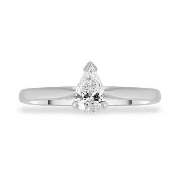 18ct White Gold Diamond Pear Cut Solitaire Ring, FEU-2362_2