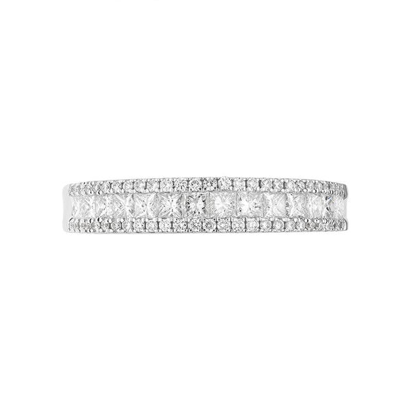 18ct White Gold Diamond Princess Cut Half Eternity Ring, FEU-2469_2