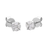 18ct White Gold Diamond Princess and Marquise Cut Cluster Stud Earrings, FEU-111_3