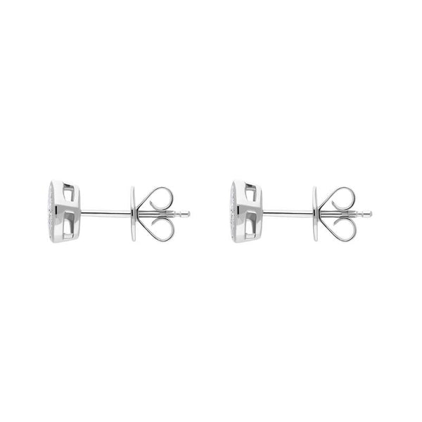 18ct White Gold Diamond Princess and Marquise Cut Cluster Stud Earrings, FEU-2523_2