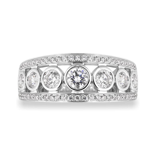 18ct White Gold Diamond Seven Stone Half Eternity Ring, FEU-2363_2