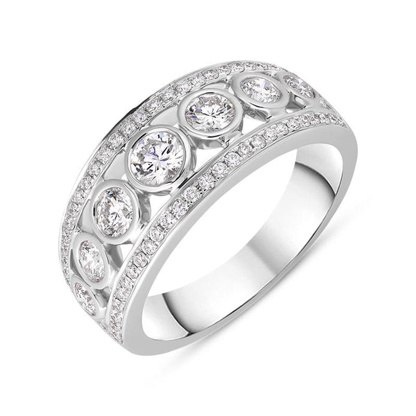 18ct White Gold Diamond Seven Stone Half Eternity Ring, FEU-2363