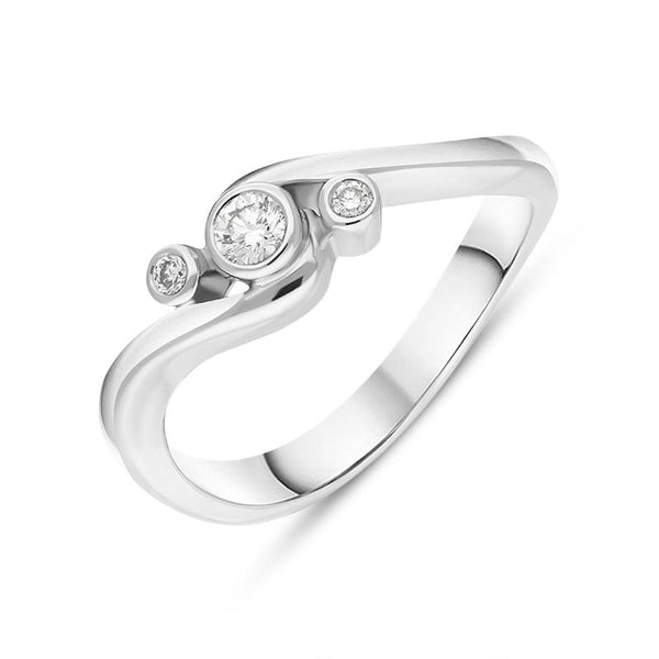 18ct White Gold Diamond Three Stone Crossover Ring, FEU-2484