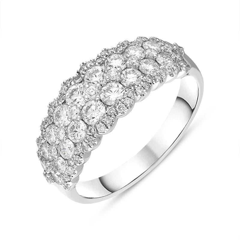 18ct White Gold Diamond Two Row Half Eternity Ring, FEU-2493