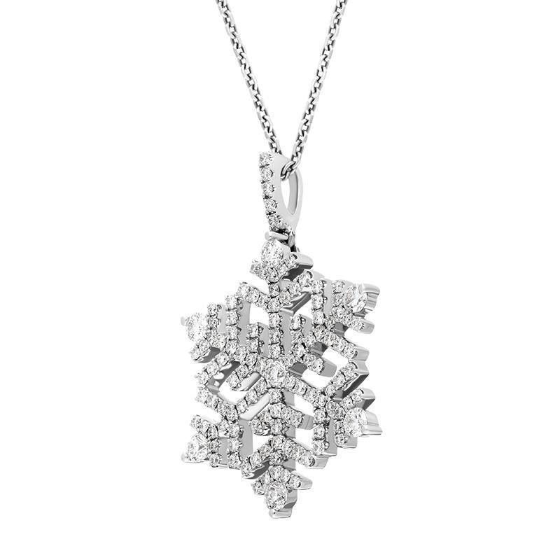 18ct White Gold Snowflake 1.13ct Diamond Necklace