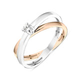 18ct White Rose Gold Diamond Cross Over Solitaire Ring BLC-199