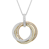 18ct White Yellow Rose 1.24ct Diamond Three Ring Necklace Y00020P
