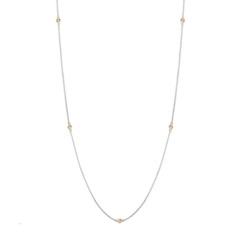18ct White and Rose Gold Diamond Long Necklet N1024