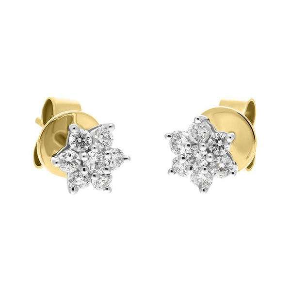 18ct White and Yellow Gold Diamond Cluster Stud Earrings, FEU-2488._2