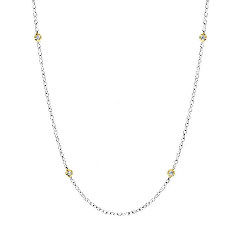 18ct White and Yellow Gold Diamond Long Necklet