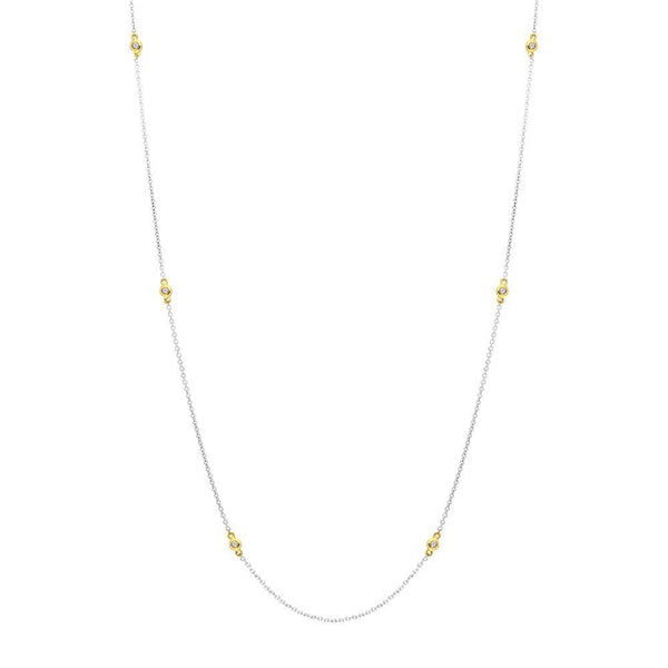 18ct White and Yellow Gold Diamond Long Necklet N1025
