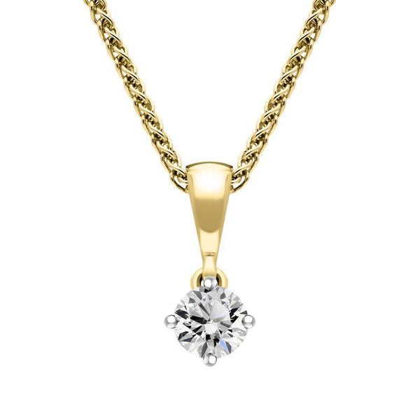 18ct White and Yellow Gold Diamond Solitaire Pendant, FEU-2394.