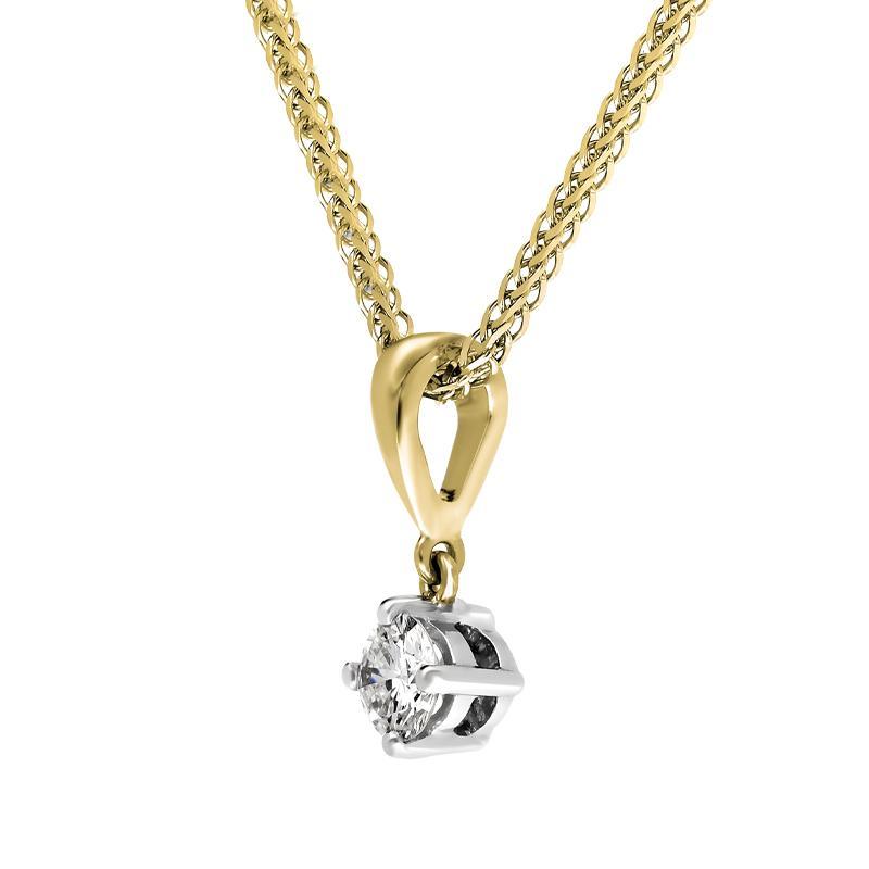 18ct White and Yellow Gold Diamond Solitaire Pendant, FEU-2395_2