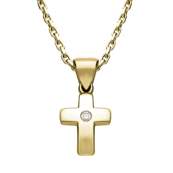 18ct Yellow  Gold 0.07ct Diamond Concave Cross Necklace P333C