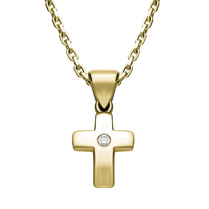 18ct Yellow  Gold 0.07ct Diamond Concave Cross Necklace P333C