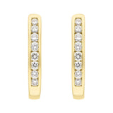 18ct Yellow Gold 0.30ct Diamond Channel Set Hoop Earrings FEU-2267