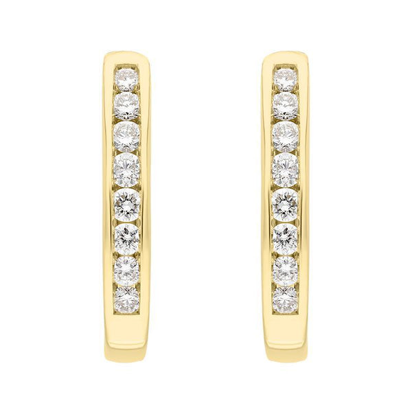 18ct Yellow Gold 0.30ct Diamond Channel Set Hoop Earrings FEU-2267