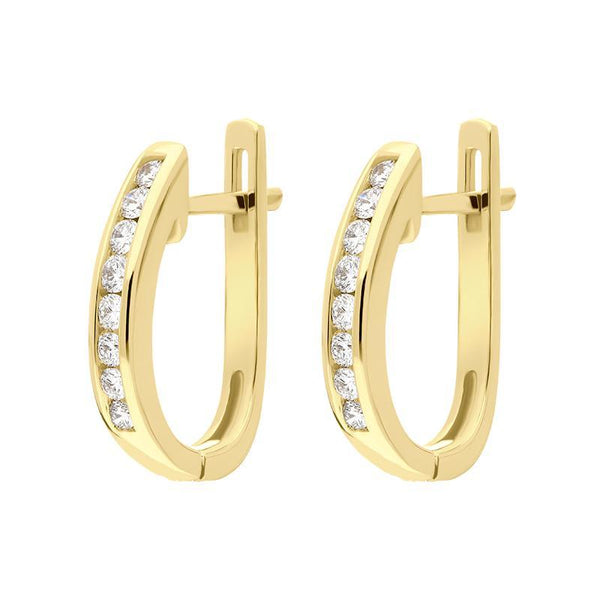 18ct Yellow Gold 0.30ct Diamond Channel Set Hoop Earrings FEU-2267