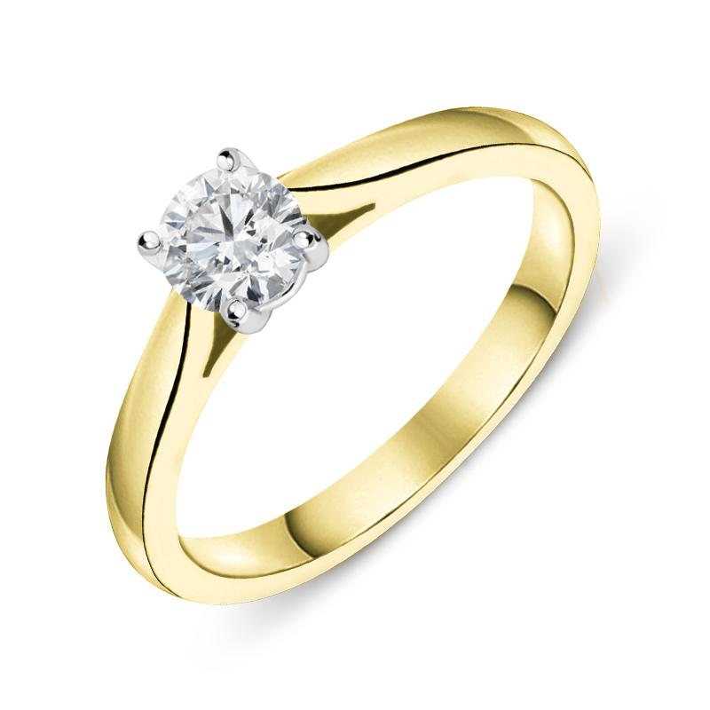 18ct Yellow Gold 0.40ct Diamond Brilliant Cut Solitaire Ring FEU-2318