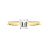 18ct Yellow Gold 0.51ct Diamond Emerald Cut Solitaire Ring FEU-2242