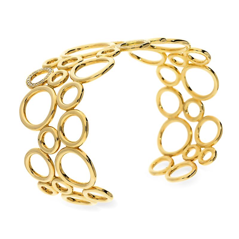 18ct Yellow Gold Diamond Bubble Bangle, STC-050_2