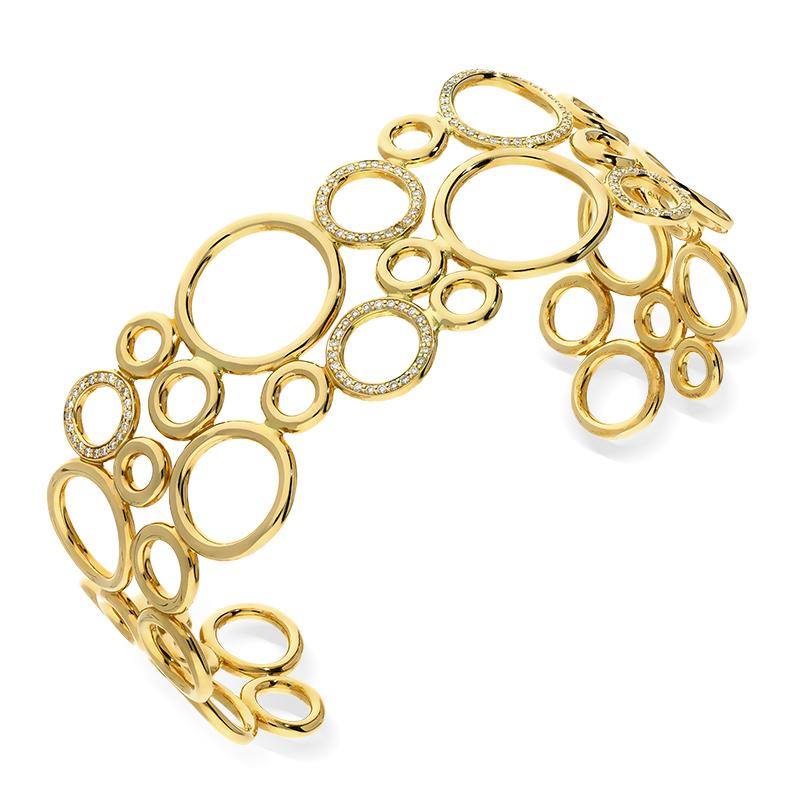 18ct Yellow Gold Diamond Bubble Bangle, STC-050.