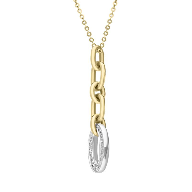 18ct Yellow Gold Diamond Chain Link Drop Necklace RONP