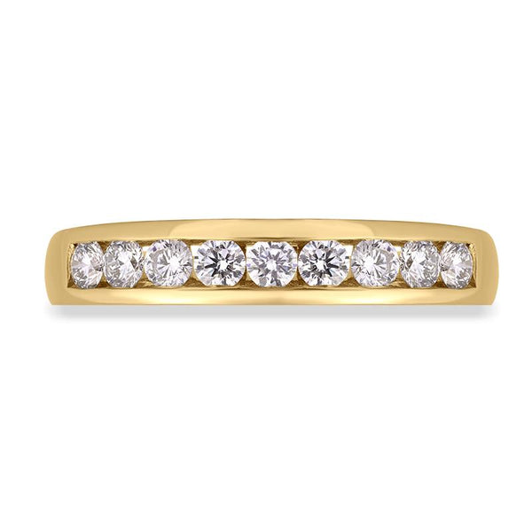 18ct Yellow Gold  Diamond Channel Set Half Eternity Ring, FEU-2368_2