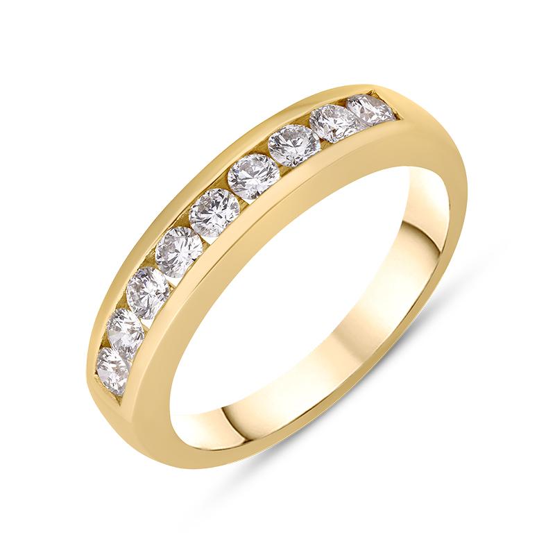 18ct Yellow Gold  Diamond Channel Set Half Eternity Ring, FEU-2368