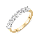18ct Yellow Gold Diamond Claw Set Half Eternity Ring, FEU-1874.