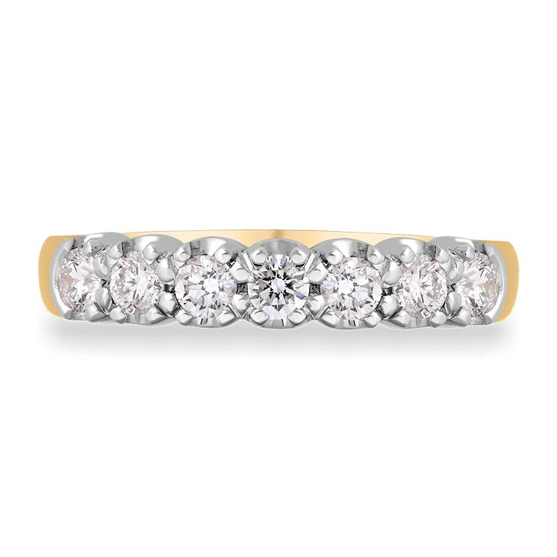 18ct Yellow Gold  Diamond Claw Set Half Eternity Ring, FEU-2367_2