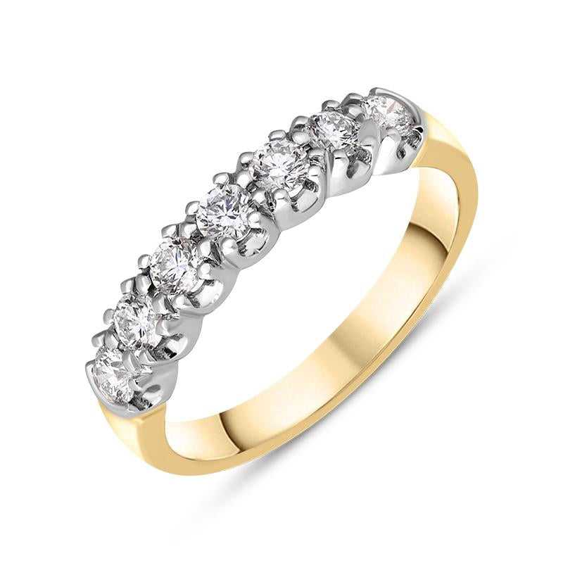 18ct Yellow Gold  Diamond Claw Set Half Eternity Ring, FEU-2367