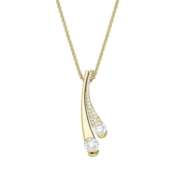 18ct Yellow Gold Diamond Double Drop Necklace, STC-065.