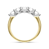 18ct Yellow Gold Diamond Five Stone Half Eternity Ring, FEU-1696_3