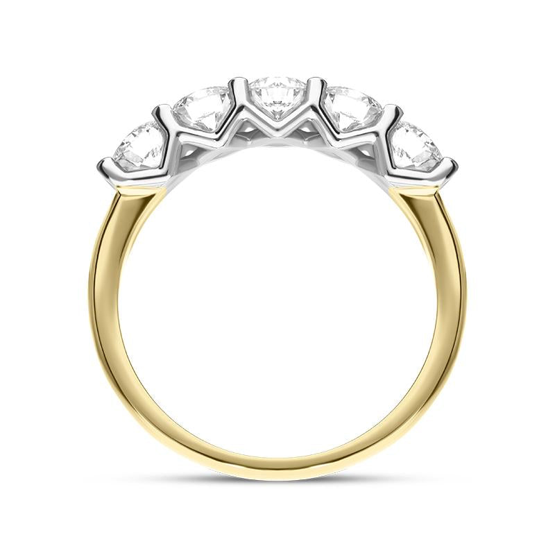18ct Yellow Gold Diamond Five Stone Half Eternity Ring, FEU-1696_3