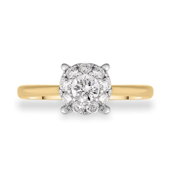 18ct Yellow Gold Diamond Round Brilliant Cut Cluster Ring, FEU-2366_2