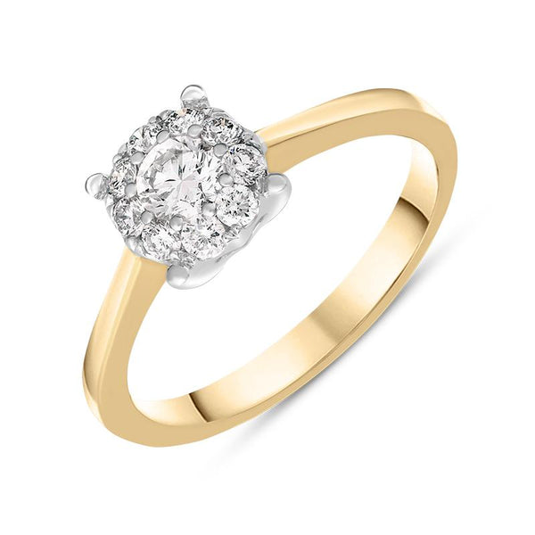 18ct Yellow Gold Diamond Round Brilliant Cut Cluster Ring, FEU-2366