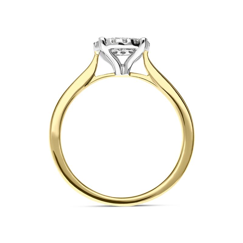 18ct Yellow Gold Diamond Round Brilliant Cut Cluster Ring, FEU-2485_3