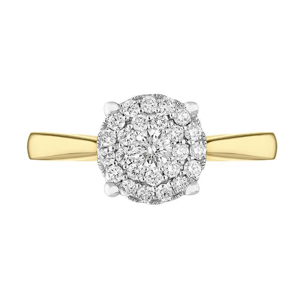 18ct Yellow Gold Diamond Round Brilliant Cut Cluster Ring, FEU-2485_2