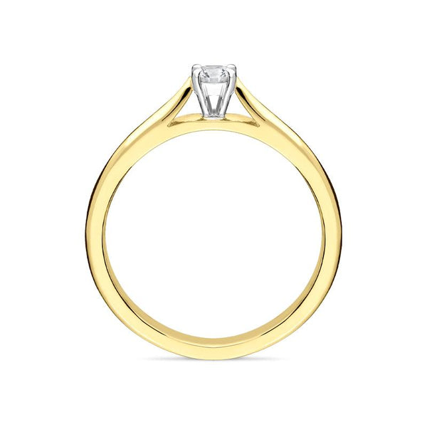 18ct Yellow Gold Diamond Round Brilliant Cut Solitaire Ring, FEU-2516_2