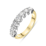 18ct Yellow Gold Diamond Seven Stone Half Eternity Ring, FEU-2399.