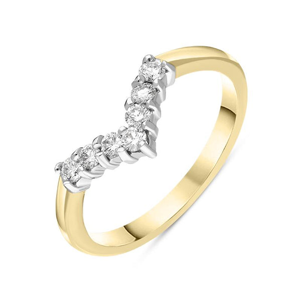 18ct Yellow Gold Diamond Seven Stone Wishbone Ring, FEU-1205.