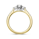 18ct Yellow Gold Diamond Three Stone Shoulder Set Ring, FEU-2528_3