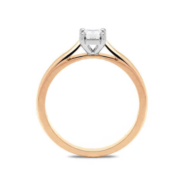 18ct Rose Gold 0.20ct Diamond Princess Cut Solitaire Ring FEU-1292